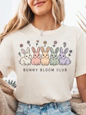 Bunny Bloom Club Shirt, Spring Easter Tee, Cute Rabbit Lover Shirt